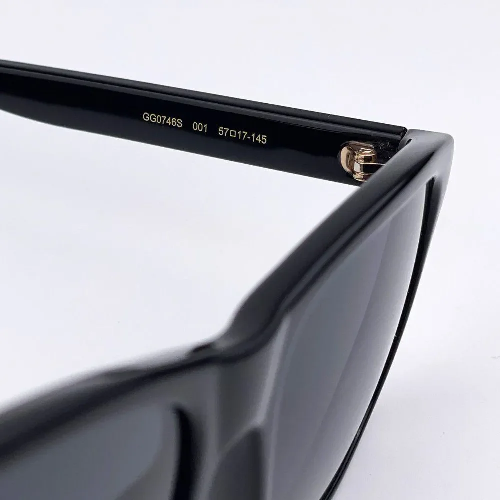 NEW GUCCI GG0746S 001 Black Grey Square Unisex Sunglasses